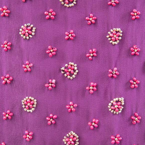 Anthropologie Silk Top 6 Silk Floral Beaded Blouse Purple Nanette Lepore - Picture 6 of 10